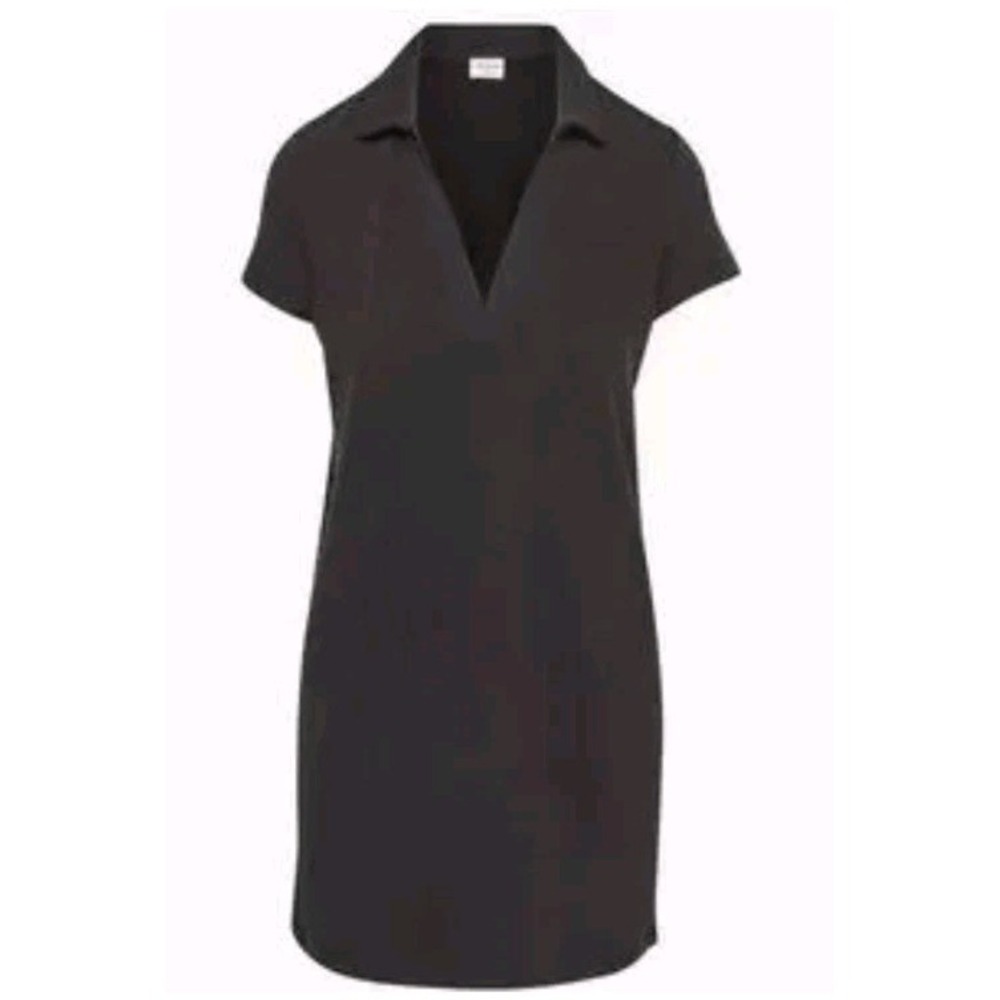Wilfred Free XS Aritzia Black Polo Mini Dress V-Neck Minimalist Tennis Preppy